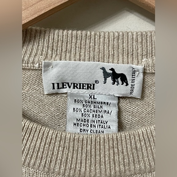 I Levrieri Cashmere Silk Knit Casual Men Cream Sweater Size XL - Picture 7 of 7